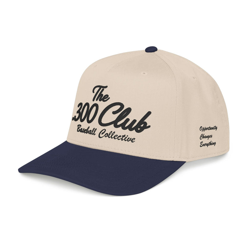Mid Profile Baseball Cap in cream and navy